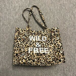 Leopard Print "Wild & Free" Tote Bag